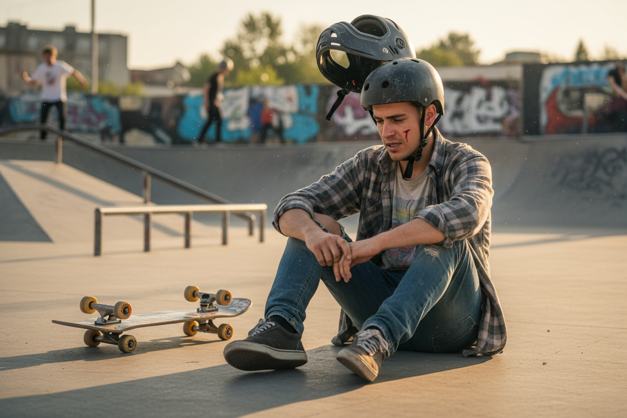 skateboarder bléssé